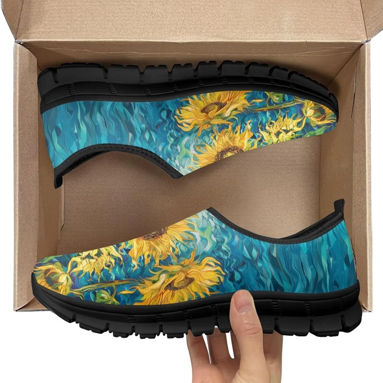 Low-Cut Flowers Print Casual Shoes for Women - Laceless Sneakers, Non-Slip Walking Shoes, Tennis Shoes, Comfortable & Stylish