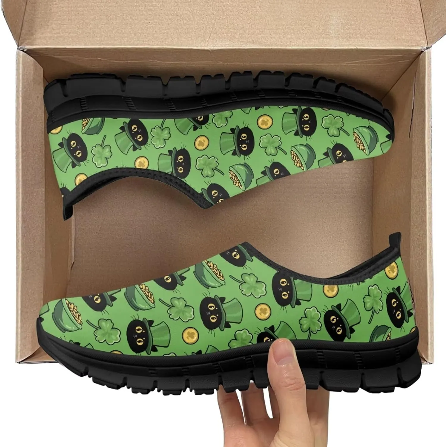 Low-Cut Saint Patrick's Day Casual Shoes - Stylish Tennis & Walking Footwear, Polyester Fabric Women's Sneakers