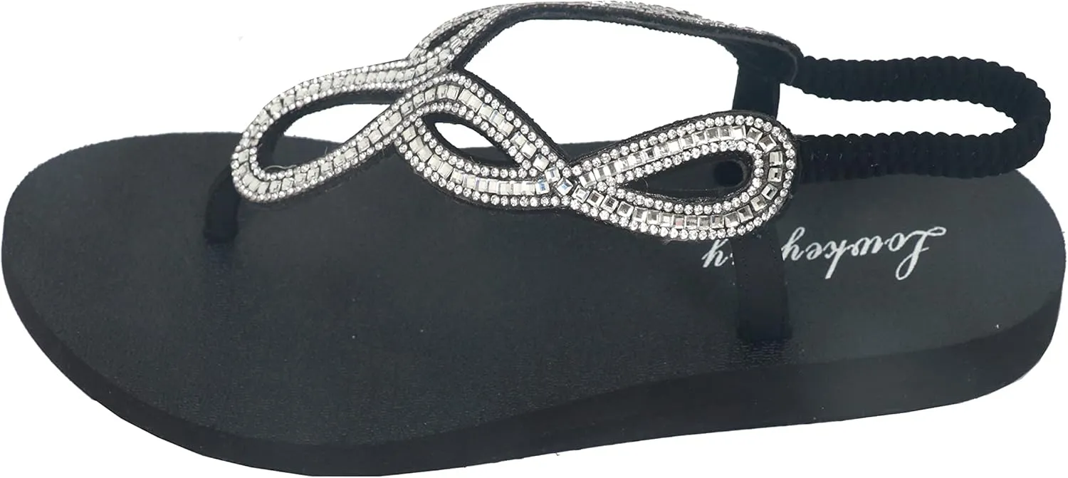 Lowkeyray Women's Summer Sandals womens Flat Sandals Whith Sequins