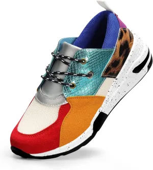LUCKY STEP Women's High Heel Wedge Sneakers Fashion Cliff Platform Retro Lace Up Casual Shoes