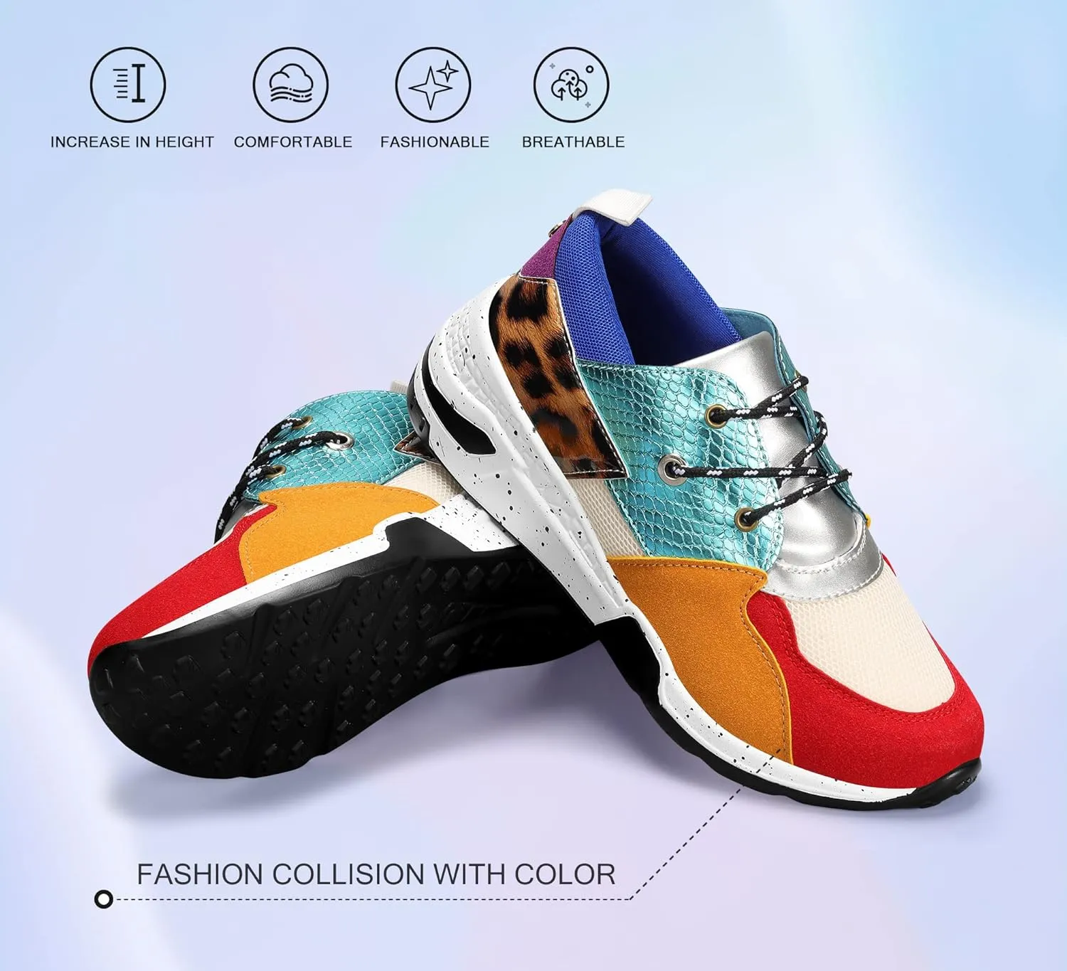 LUCKY STEP Women's High Heel Wedge Sneakers Fashion Cliff Platform Retro Lace Up Casual Shoes