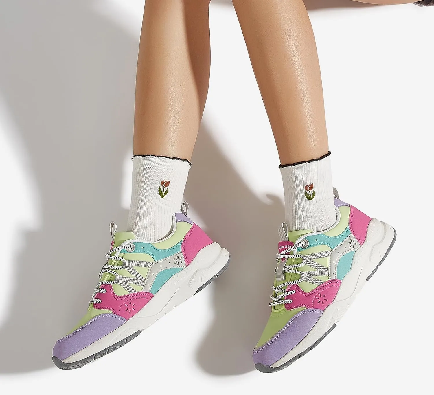 LUCKY STEP Women's Platform Fashion Sneakers Classic Casual Walking Shoes Running Trendy Travel Tennis Colorful Footwear