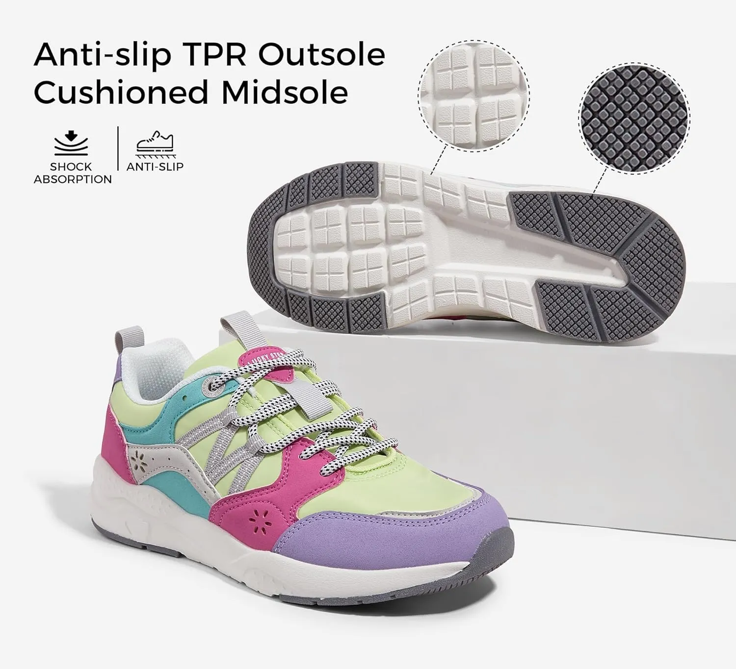 LUCKY STEP Women's Platform Fashion Sneakers Classic Casual Walking Shoes Running Trendy Travel Tennis Colorful Footwear