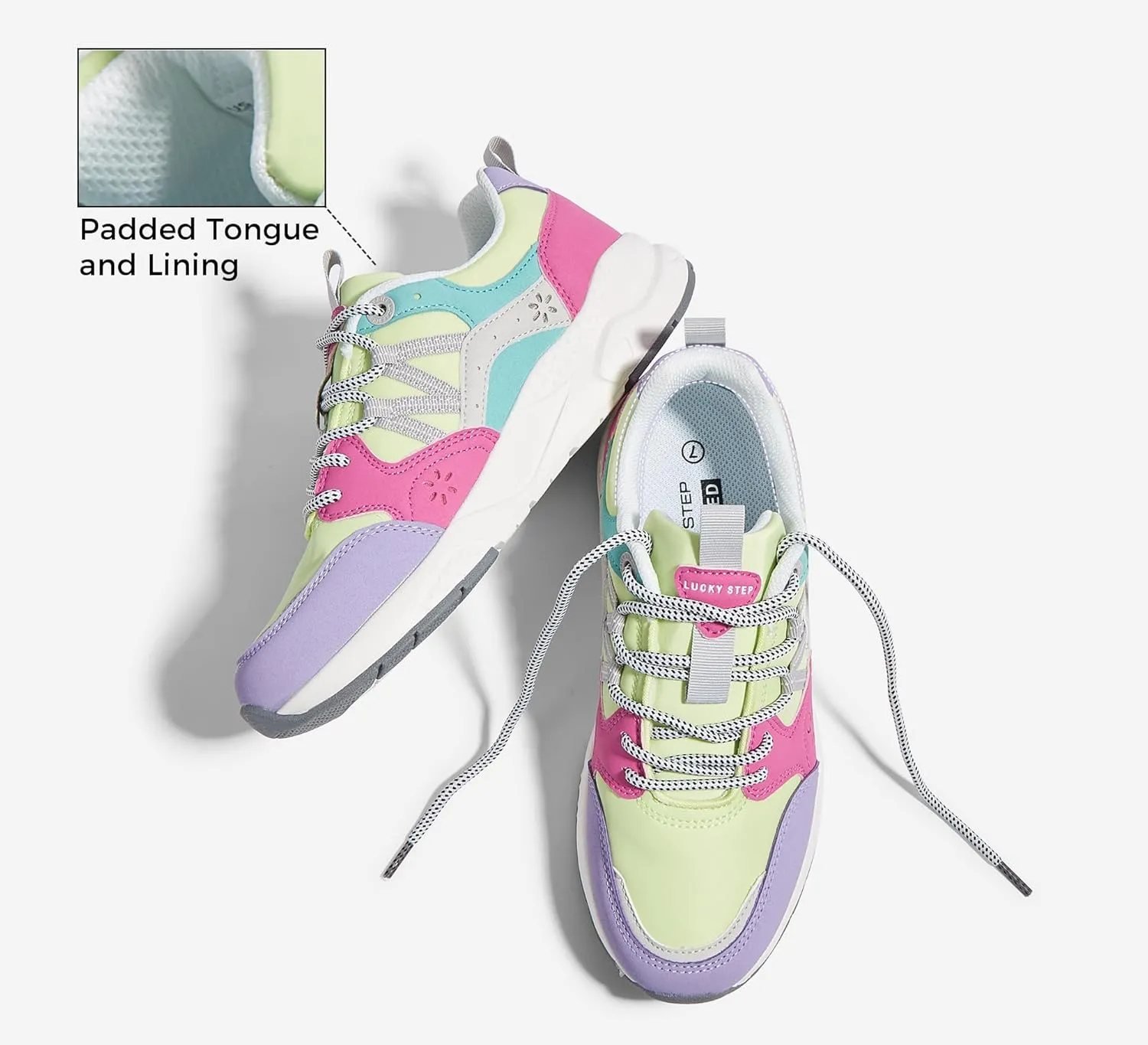 LUCKY STEP Women's Platform Fashion Sneakers Classic Casual Walking Shoes Running Trendy Travel Tennis Colorful Footwear