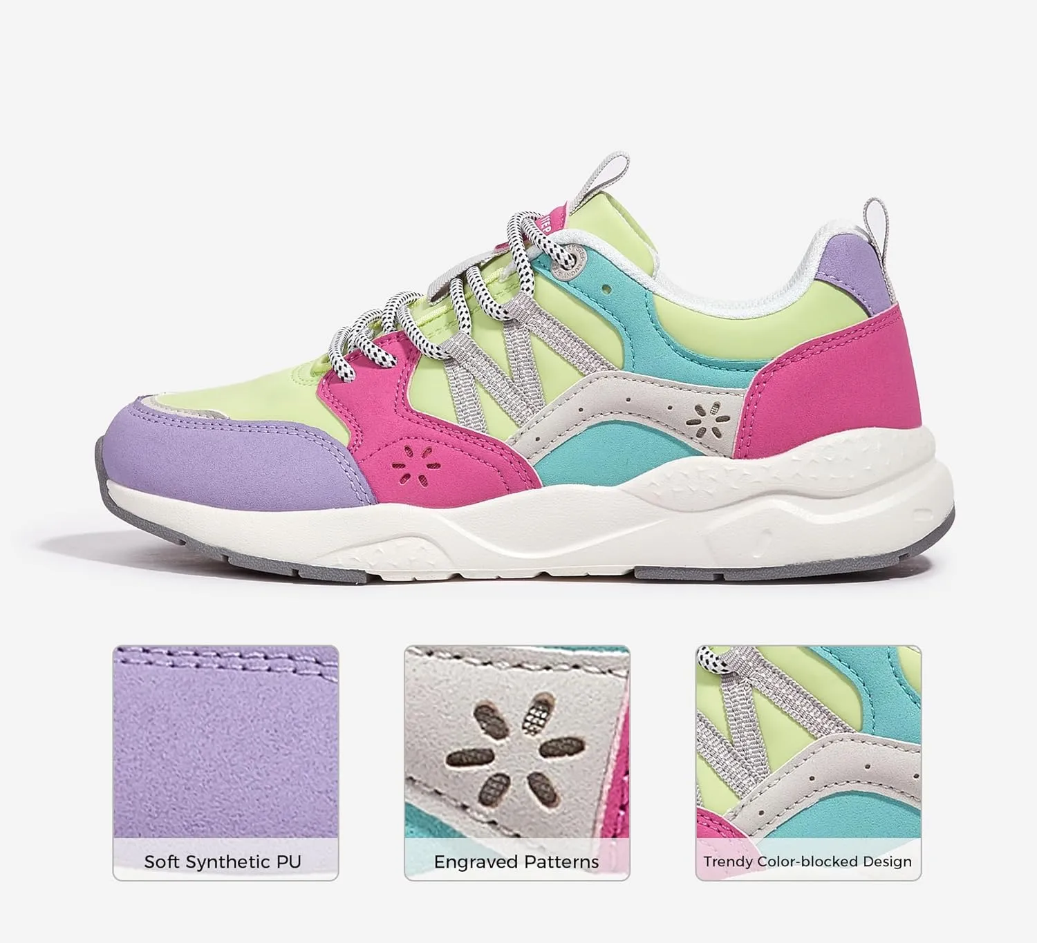 LUCKY STEP Women's Platform Fashion Sneakers Classic Casual Walking Shoes Running Trendy Travel Tennis Colorful Footwear