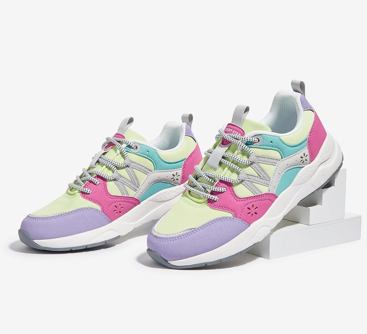 LUCKY STEP Women's Platform Fashion Sneakers Classic Casual Walking Shoes Running Trendy Travel Tennis Colorful Footwear