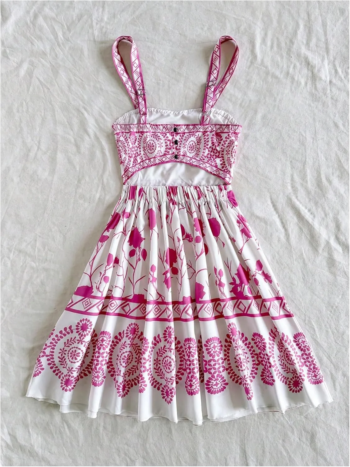 MakeMeChic Women's Summer Tribal Print Cami Dress Sleeveless A Line Flare Mini Dresses Boho Sundress