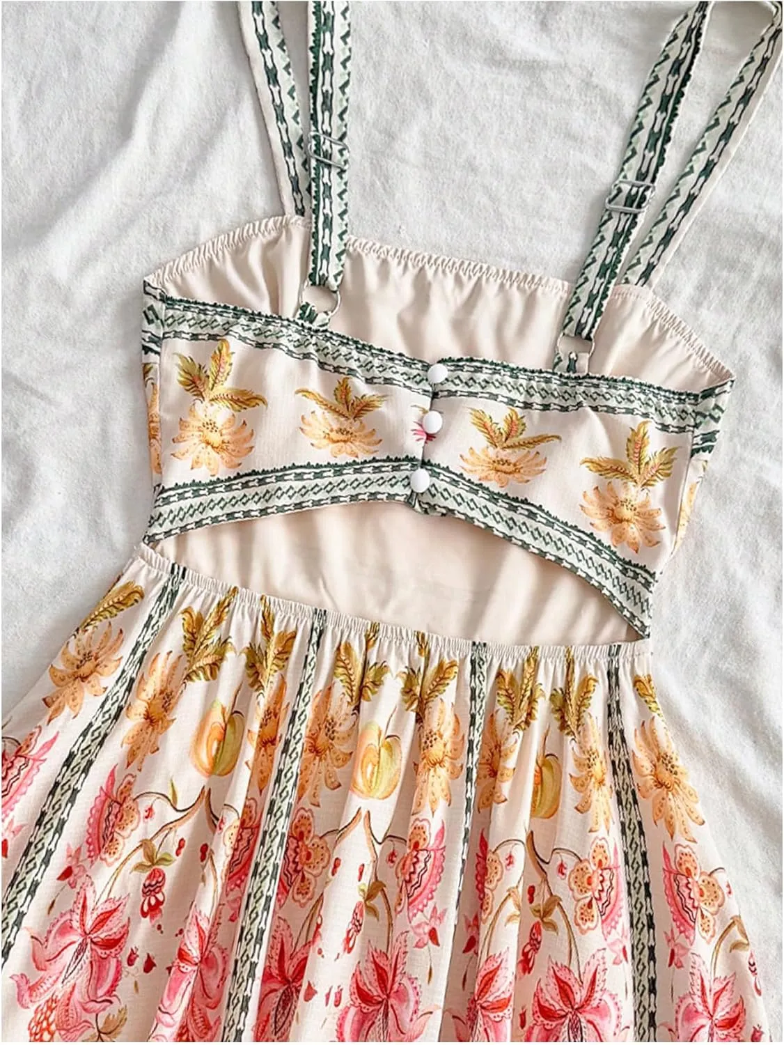 MakeMeChic Women's Summer Tribal Print Cami Dress Sleeveless A Line Flare Mini Dresses Boho Sundress