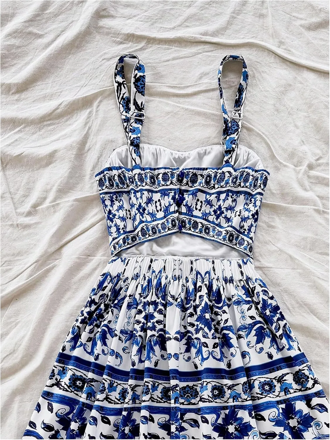 MakeMeChic Women's Summer Tribal Print Cami Dress Sleeveless A Line Flare Mini Dresses Boho Sundress