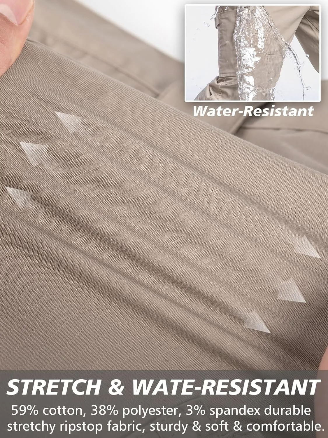MANSDOUR Men's Ripstop Stretch Work Pants Lightweight Water Resistant Flex Cargo Pants Regular Fit EDC Utility Tactical Pants
