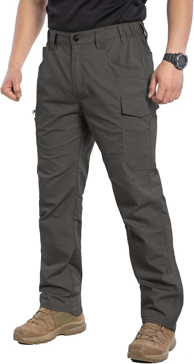 MANSDOUR Men's Ripstop Stretch Work Pants Lightweight Water Resistant Flex Cargo Pants Regular Fit EDC Utility Tactical Pants
