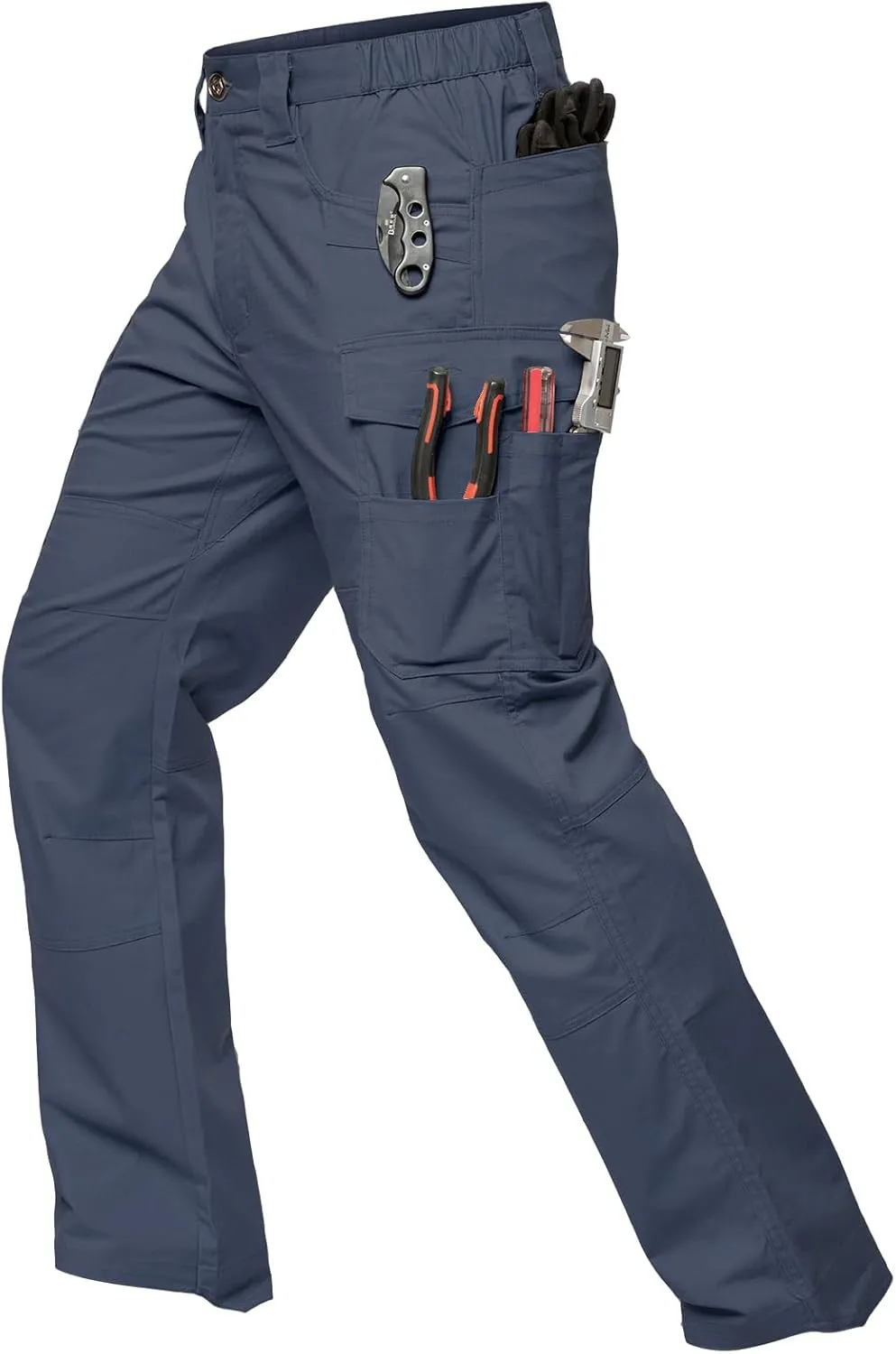 MANSDOUR Men's Ripstop Stretch Work Pants Lightweight Water Resistant Flex Cargo Pants Regular Fit EDC Utility Tactical Pants