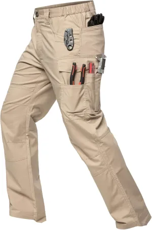 MANSDOUR Men's Ripstop Stretch Work Pants Lightweight Water Resistant Flex Cargo Pants Regular Fit EDC Utility Tactical Pants