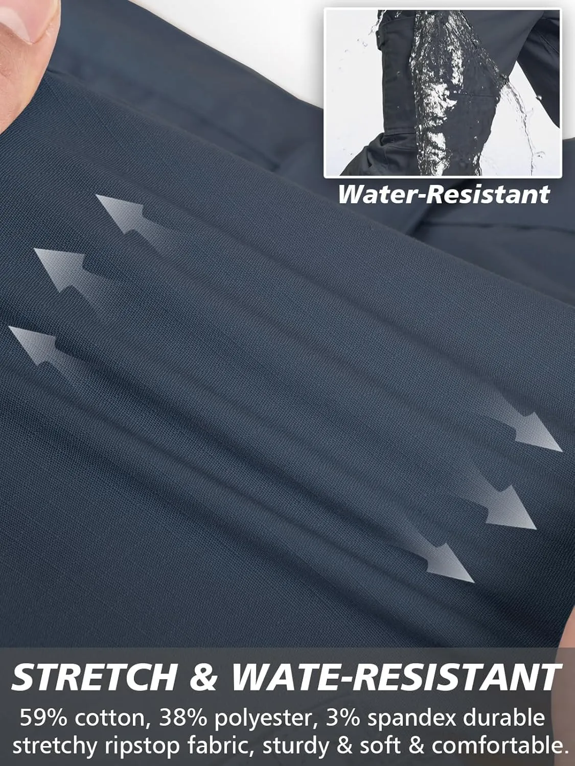 MANSDOUR Men's Ripstop Stretch Work Pants Lightweight Water Resistant Flex Cargo Pants Regular Fit EDC Utility Tactical Pants