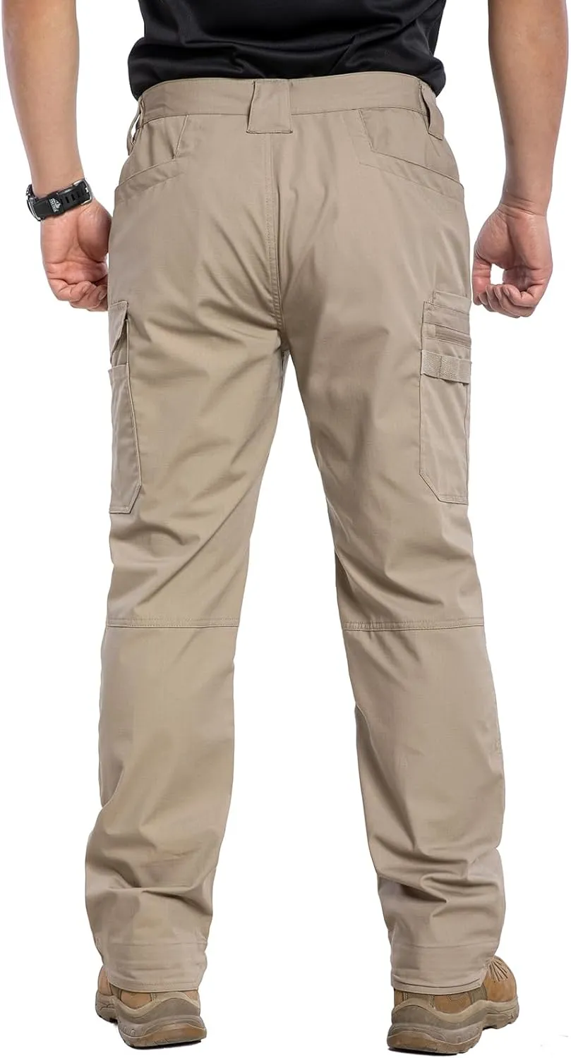 MANSDOUR Men's Ripstop Stretch Work Pants Lightweight Water Resistant Flex Cargo Pants Regular Fit EDC Utility Tactical Pants