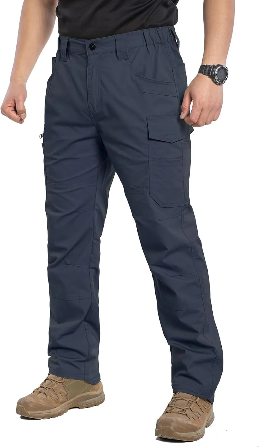 MANSDOUR Men's Ripstop Stretch Work Pants Lightweight Water Resistant Flex Cargo Pants Regular Fit EDC Utility Tactical Pants