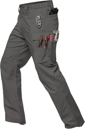 MANSDOUR Men's Ripstop Stretch Work Pants Lightweight Water Resistant Flex Cargo Pants Regular Fit EDC Utility Tactical Pants