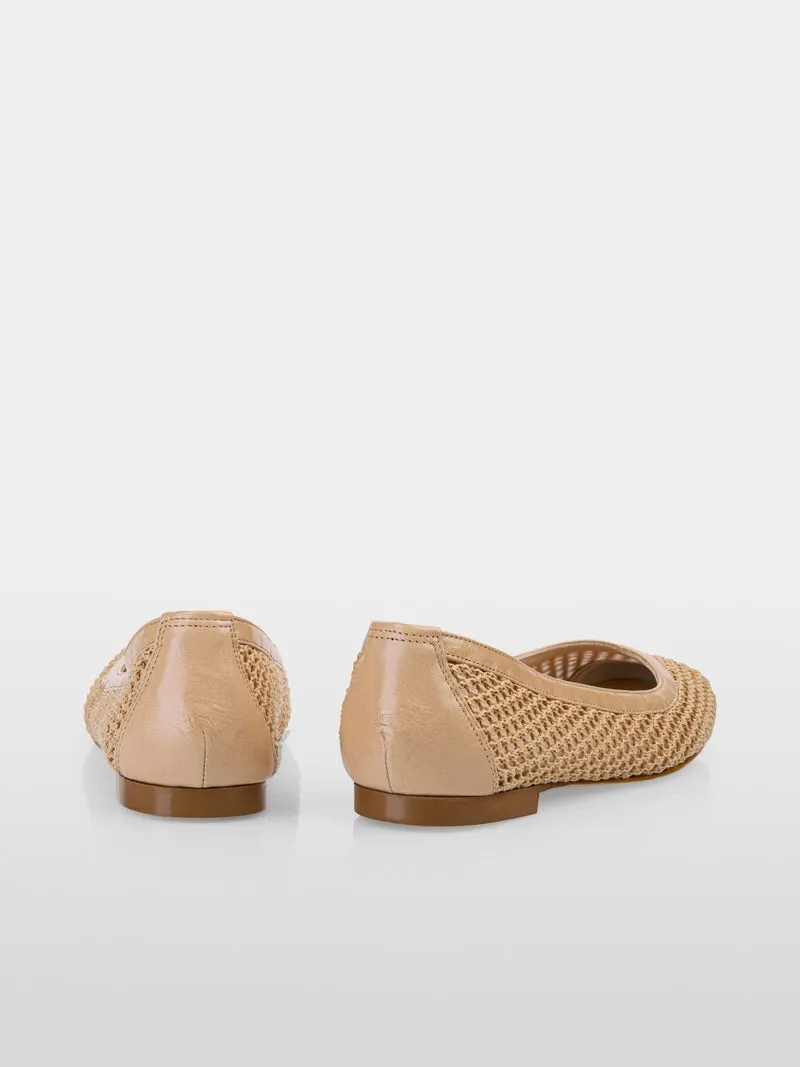 Marc Cain Beige Ballet Pump In Mesh Look