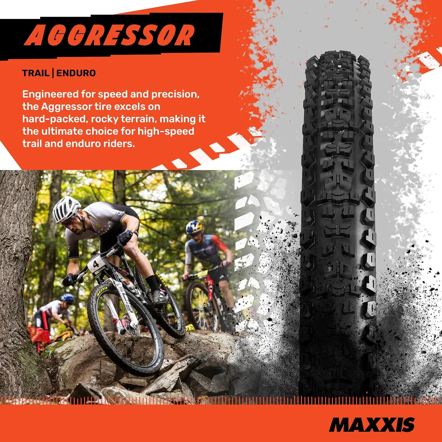 Maxxis Aggressor - Dual Compound - 29, 27.5, 26 - EXO, DD - E25 Rating, Tubeless | Primarily Intended for Rear Wheel Use