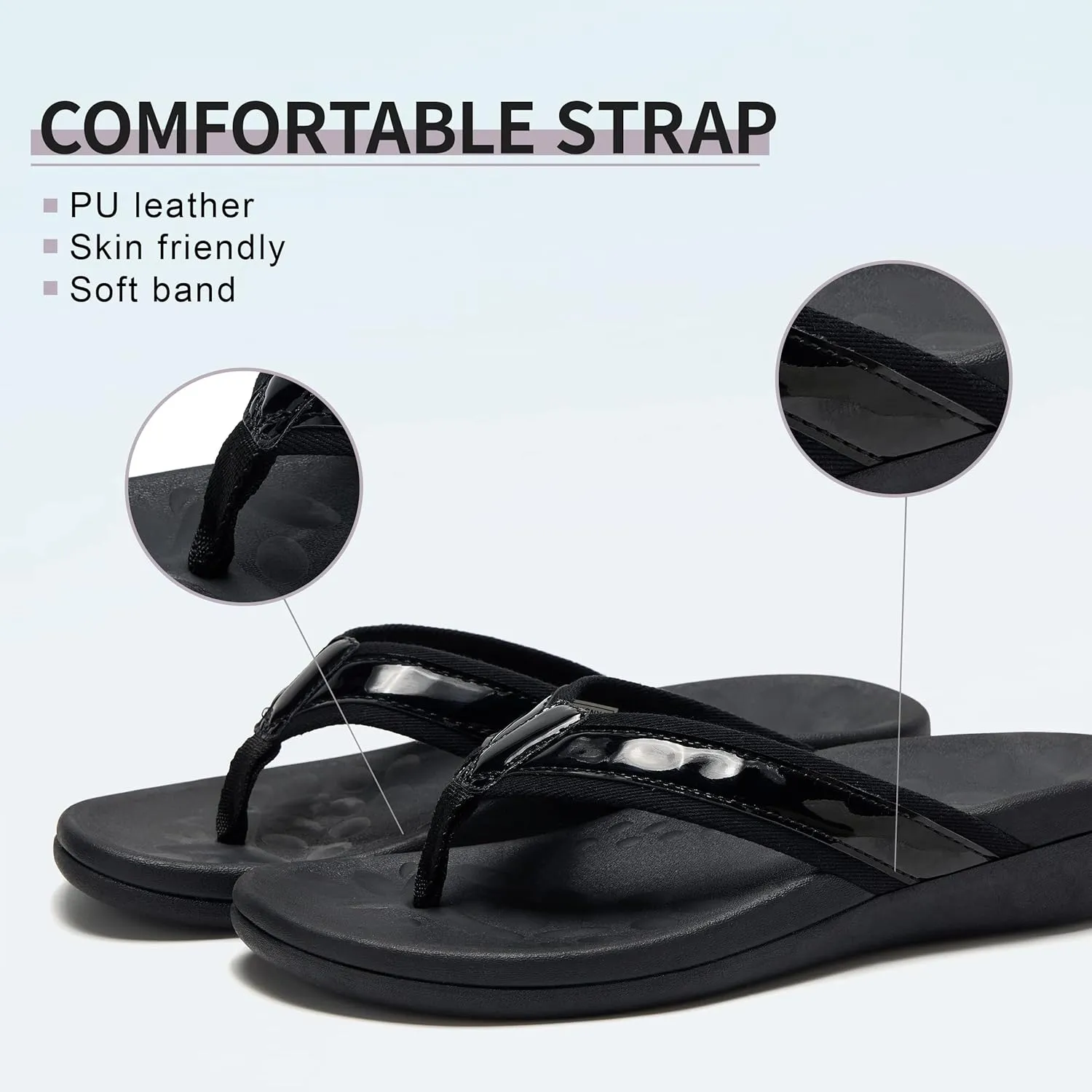 MEGNYA Womens Orthotic Flip Flops, Plantar Fasciitis Sandals for Flat Feet with Arch Support Thong Style Flip Flops, Comfortable Walking Sandals for Beach, Vacation