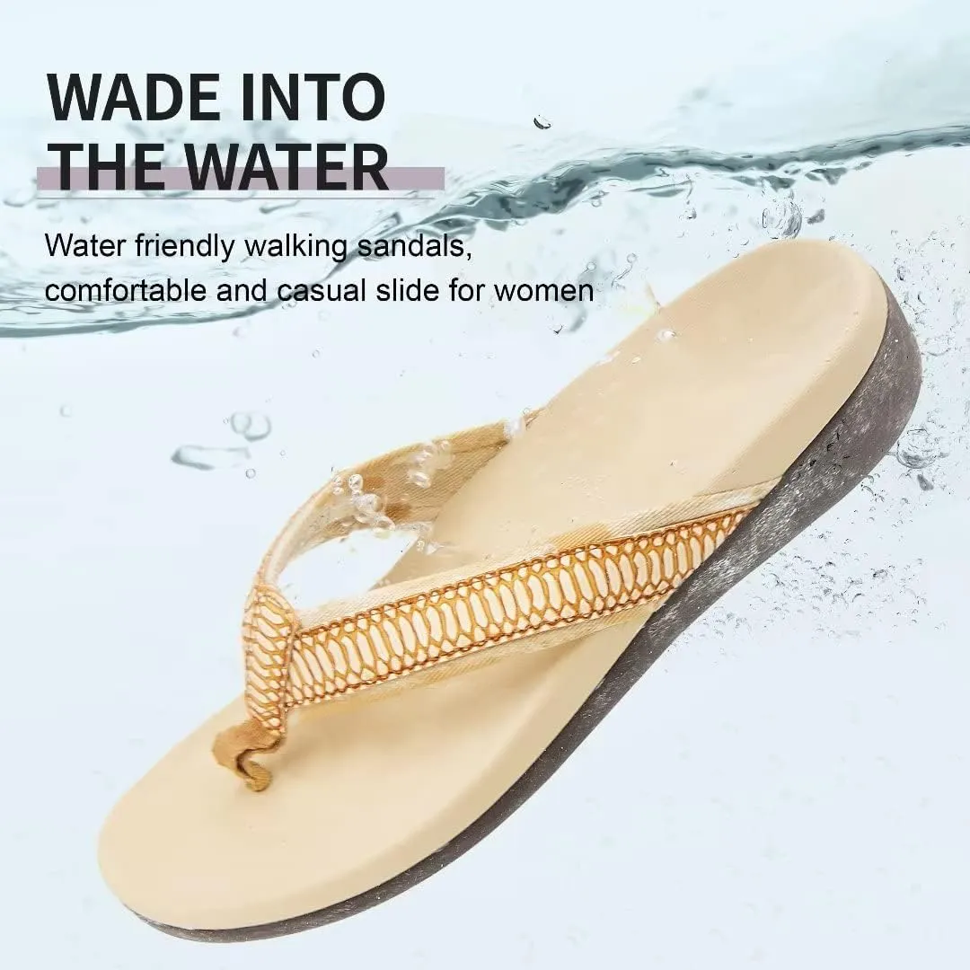 MEGNYA Womens Orthotic Flip Flops, Plantar Fasciitis Sandals for Flat Feet with Arch Support Thong Style Flip Flops, Comfortable Walking Sandals for Beach, Vacation