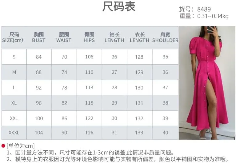 Melliflo Womens 2025 Spring Summer Casual Puff Sleeve Maxi Dress Button Round Neck Flowy Vacation Sundress