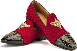 Men Genuine Leather Mens Metallic Textured Slip-on Glitter Loafers Shoes