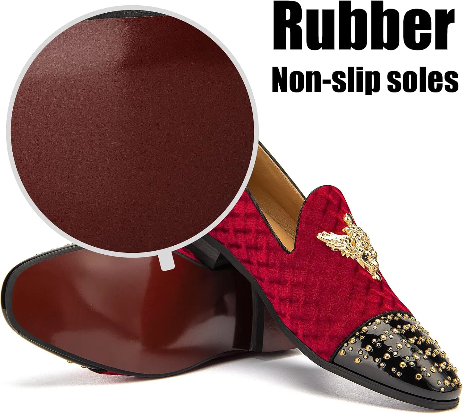 Men Genuine Leather Mens Metallic Textured Slip-on Glitter Loafers Shoes