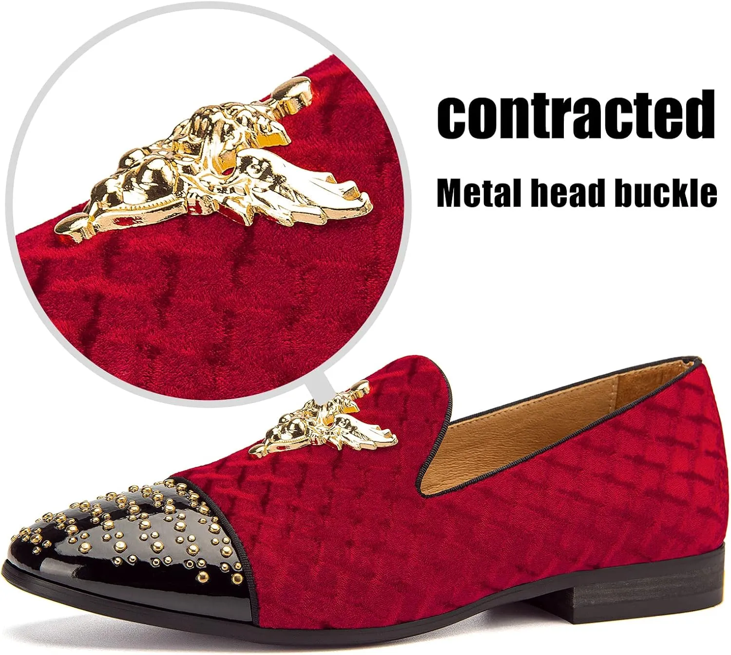 Men Genuine Leather Mens Metallic Textured Slip-on Glitter Loafers Shoes