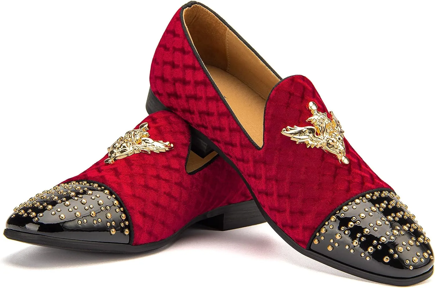Men Genuine Leather Mens Metallic Textured Slip-on Glitter Loafers Shoes