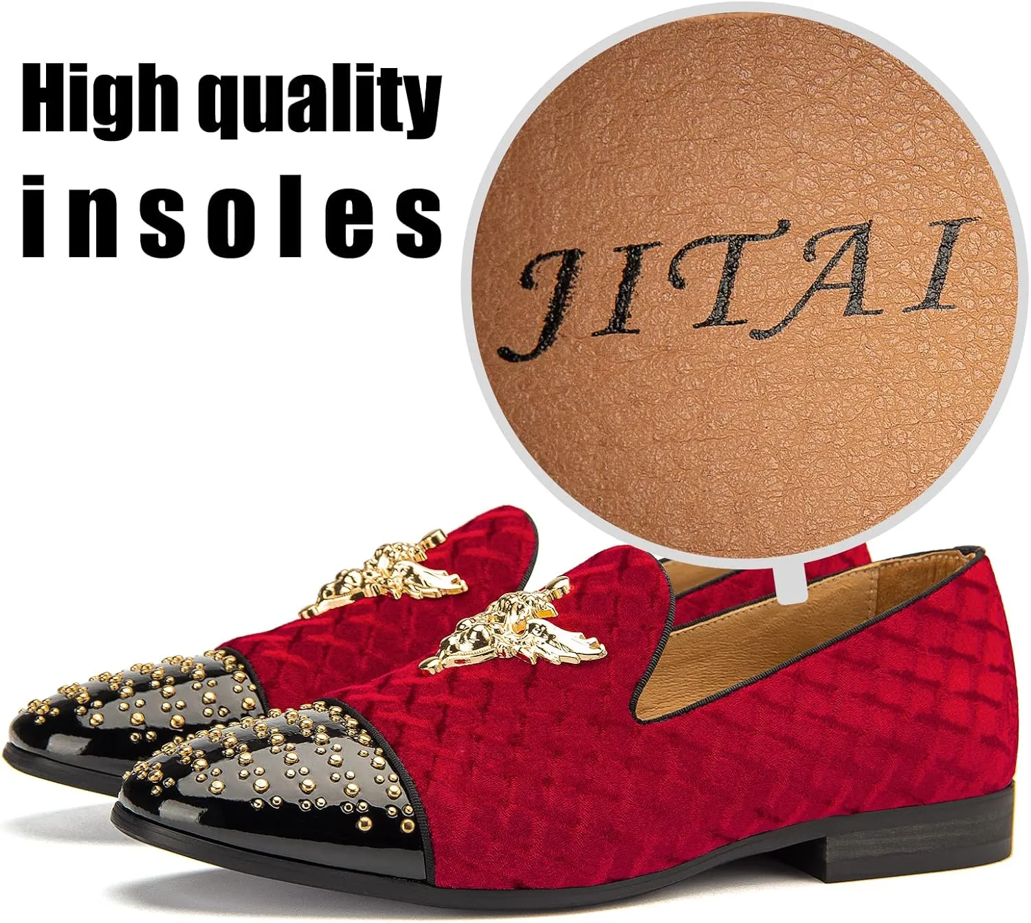 Men Genuine Leather Mens Metallic Textured Slip-on Glitter Loafers Shoes
