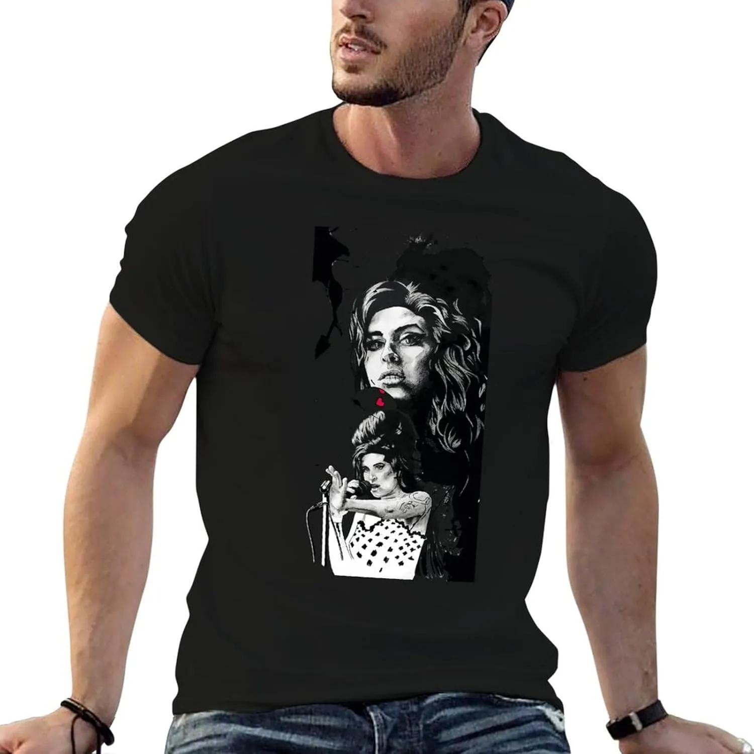 Men Music Fans T-Shirts Fashion Short Sleeve Stretch-Cotton Tshirts Adult