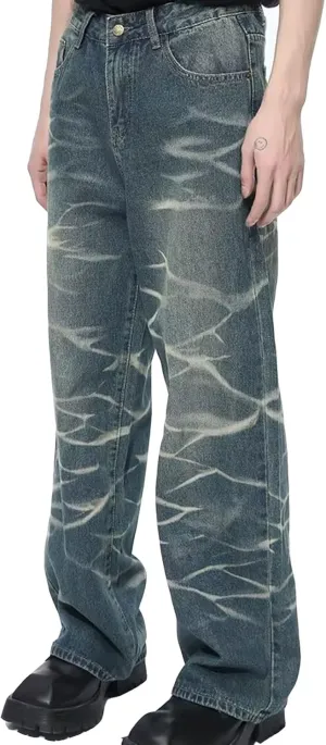 Men's Baggy Jeans Y2K Vintage 90's Hip Hop Ripped Aesthetic Style Denim Pants Straight Leg Pants Streetwear