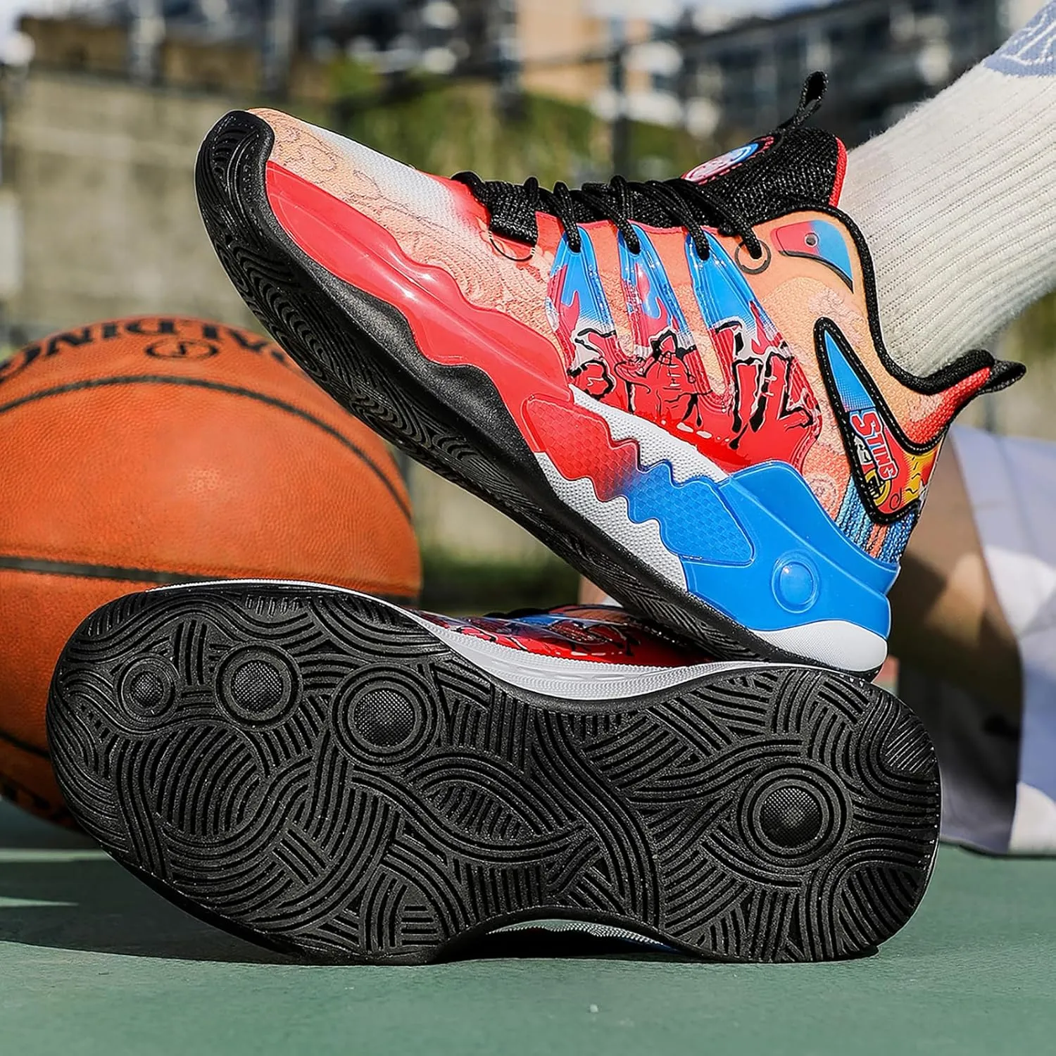 Men's Basketball Shoes Fashion Breathable Sneakers Comfortable Leightweight Running Athletic Lace-Up Non Slip Sport Outdoor Shoe