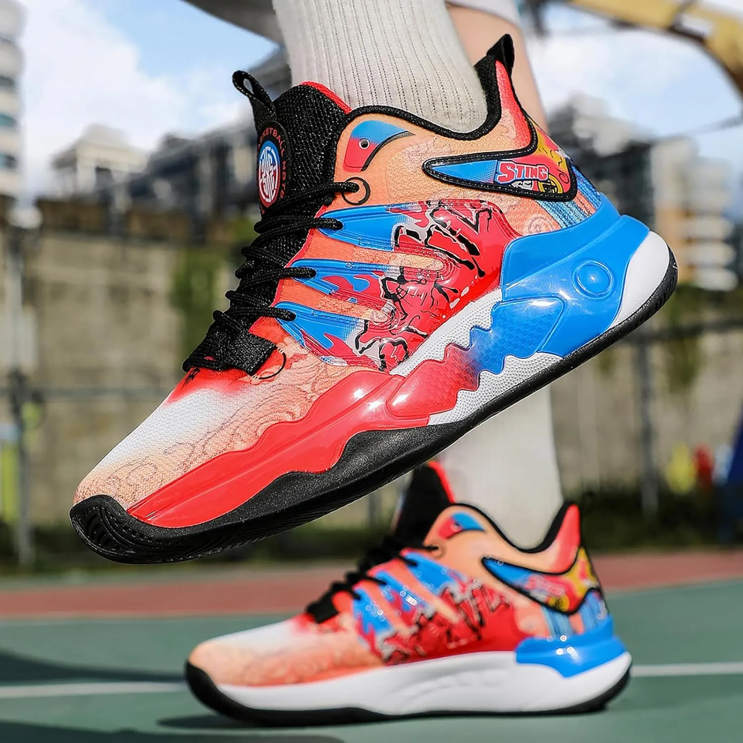 Men's Basketball Shoes Fashion Breathable Sneakers Comfortable Leightweight Running Athletic Lace-Up Non Slip Sport Outdoor Shoe