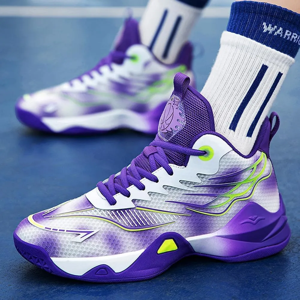 Men's Basketball Shoes Mesh Breathable Comfortable Fashionable High Top Walking Sneakers