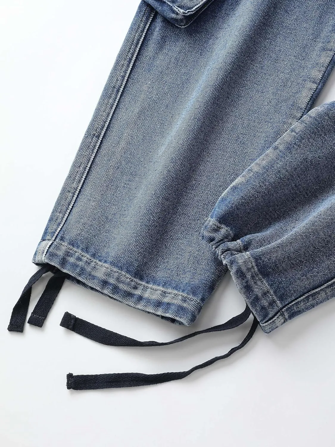 Men's Cargo Work Jeans Cotton Casual Ripstop Outdoor Trousers with Multi Pockets