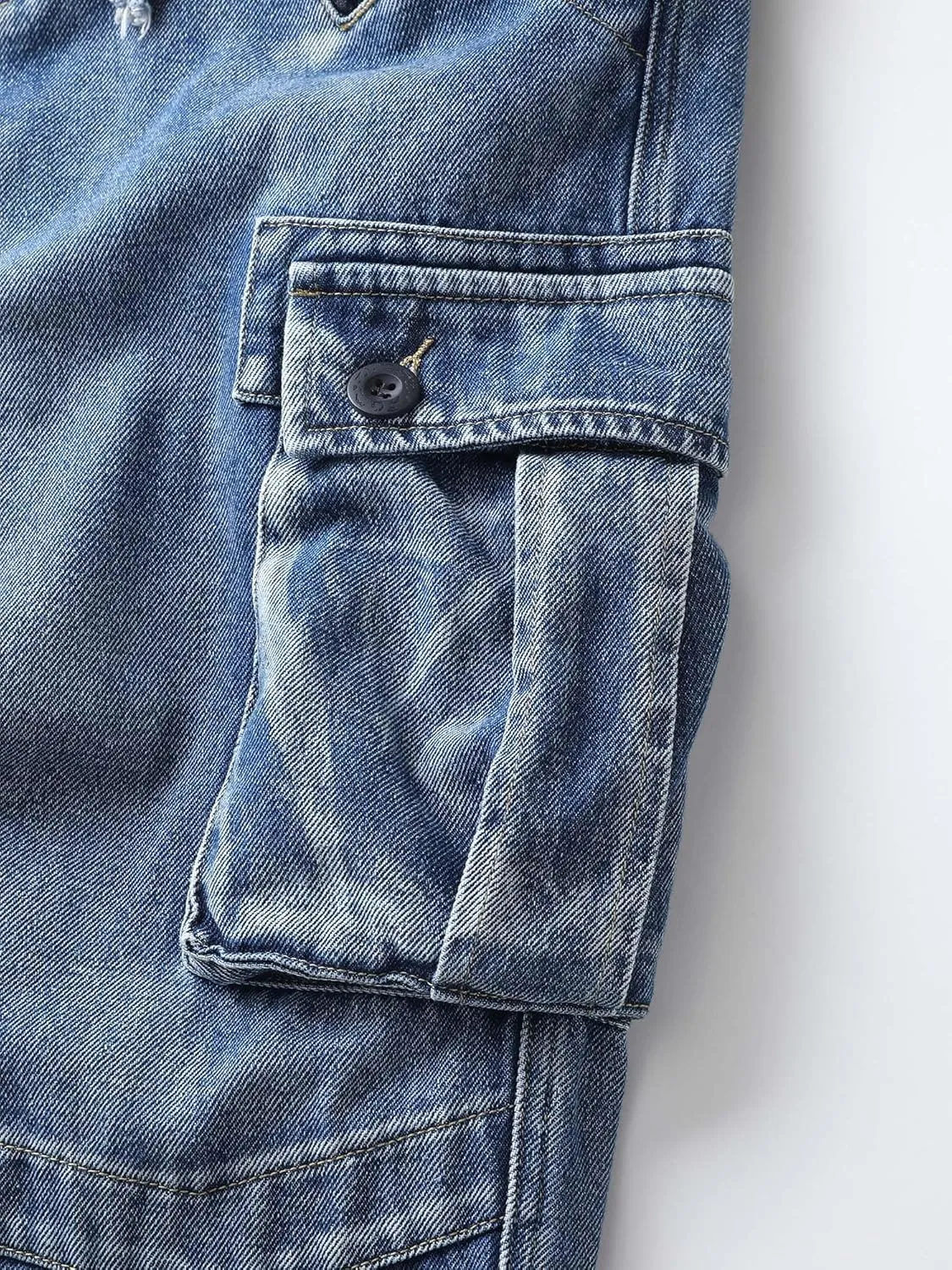 Men's Cargo Work Jeans Cotton Casual Ripstop Outdoor Trousers with Multi Pockets
