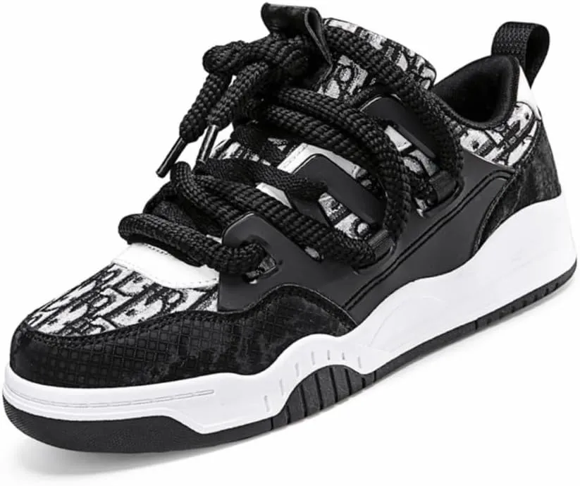 Men's Comfy Trendy Platform Shoes for Outdoor - Casual Low Top Skate Shoes, Non Slip Sneakers Size 4-12.5