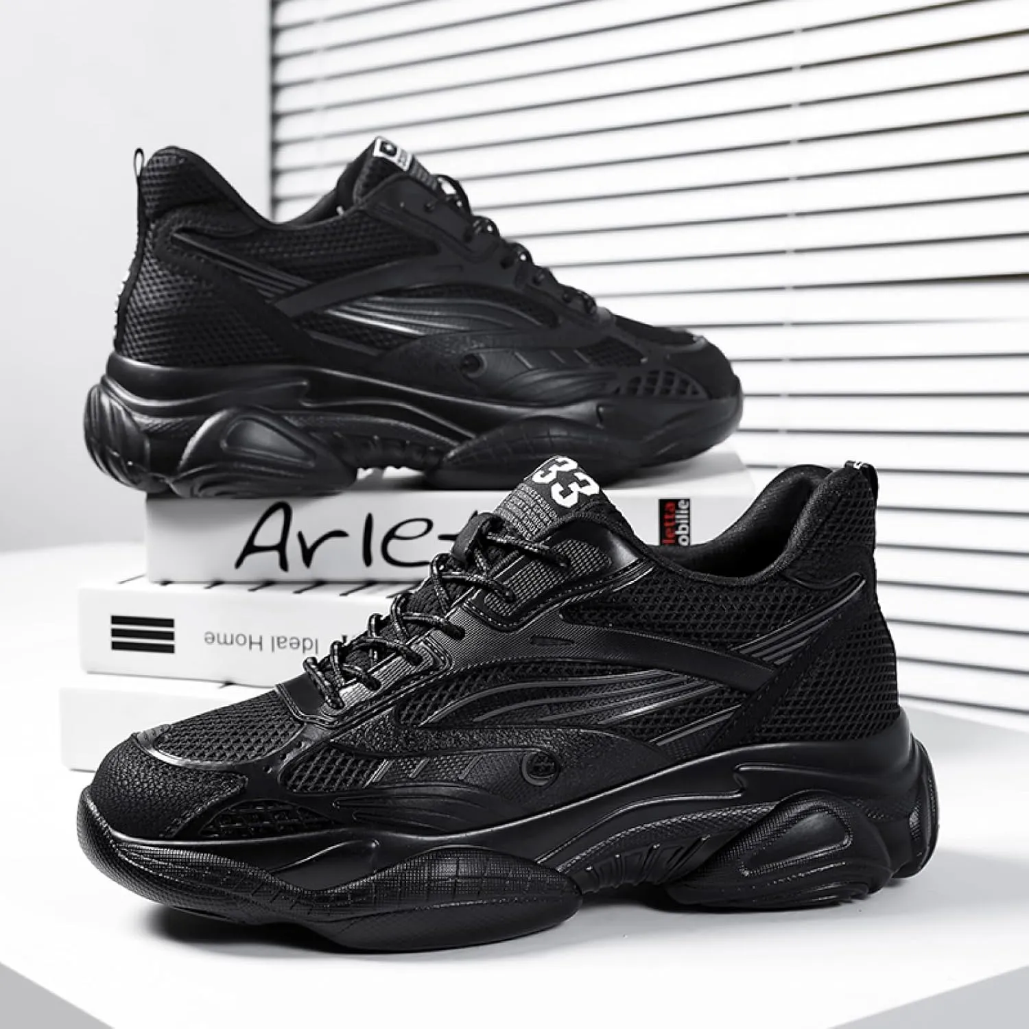 Men’s Elevator Chunky Sneakers 2.4" Height Increase – Invisible Height Boost Athletic Shoes – Fashion Thick-Soled Sport Sneakers – Breathable Walking & Gym Shoes for Casual and Streetwear