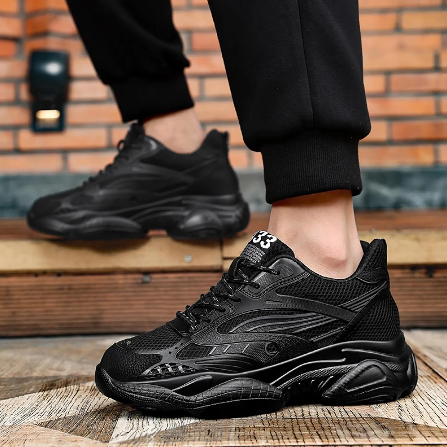 Men’s Elevator Chunky Sneakers 2.4" Height Increase – Invisible Height Boost Athletic Shoes – Fashion Thick-Soled Sport Sneakers – Breathable Walking & Gym Shoes for Casual and Streetwear