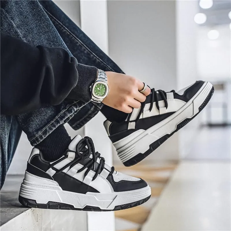 Men's Fashion Sneakers Casual Walking Shoes Non Slip Breathable Comfy Trendy Platform Shoes for Outdoor Walking Jogging Camping, All Seasons Men's Lace Up Sneakers