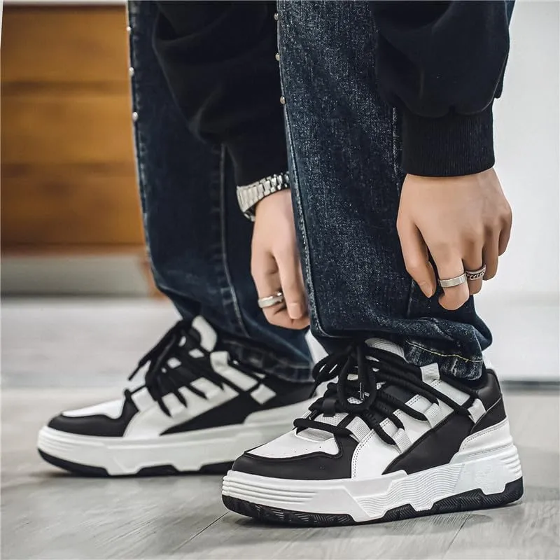 Men's Fashion Sneakers Casual Walking Shoes Non Slip Breathable Comfy Trendy Platform Shoes for Outdoor Walking Jogging Camping, All Seasons Men's Lace Up Sneakers