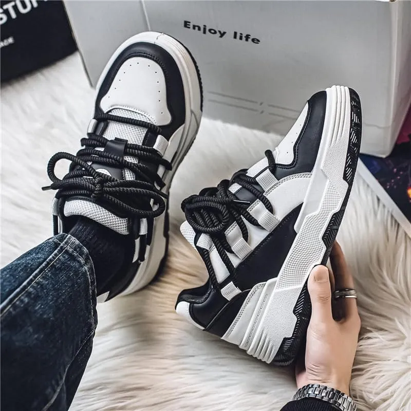 Men's Fashion Sneakers Casual Walking Shoes Non Slip Breathable Comfy Trendy Platform Shoes for Outdoor Walking Jogging Camping, All Seasons Men's Lace Up Sneakers