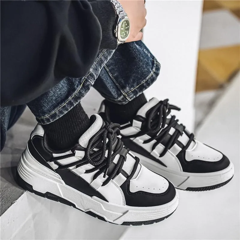 Men's Fashion Sneakers Casual Walking Shoes Non Slip Breathable Comfy Trendy Platform Shoes for Outdoor Walking Jogging Camping, All Seasons Men's Lace Up Sneakers