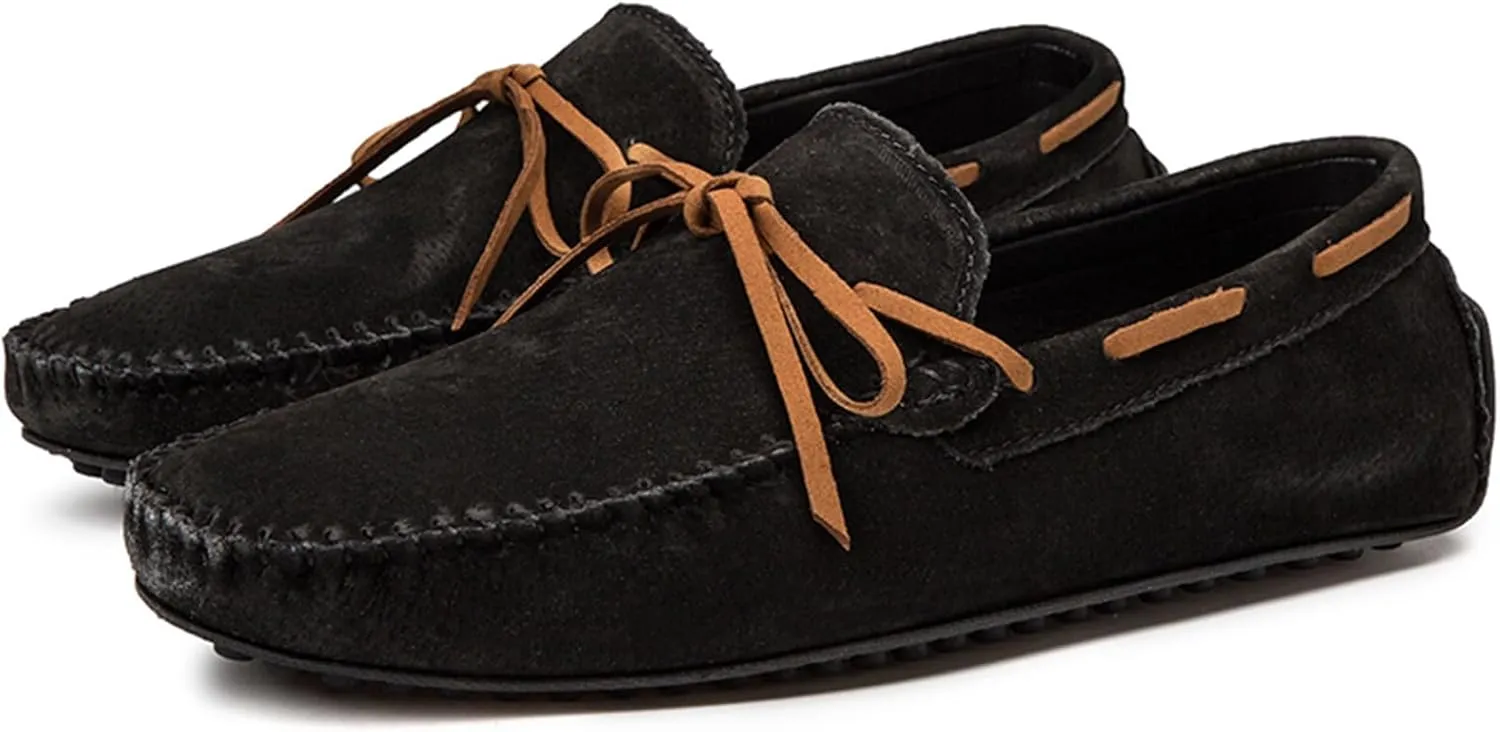 Men's Genuine Leather Moccasins Penny Loafers Casual Lace Up Slip On Gommino Flat Driving Shoes Comfort Dress Boat Shoes