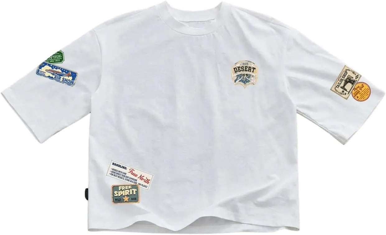 Men's Graphic T Shirt Short Sleeve Crew Neck Loose Tee Tops Trendy Streetwear