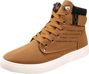 Men's High Top Sneakers Trendy Casual Canvas Sneakers for Men Lace Up Lightweight Walking Shoes British Style Skate Shoes
