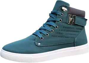 Men's High Top Sneakers Trendy Casual Canvas Sneakers for Men Lace Up Lightweight Walking Shoes British Style Skate Shoes