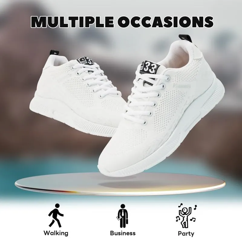 Men's Invisible Height Increasing Elevator Shoes Lightweight Sport Shoes Height-Boosting Non-Slip Sneakers 2.4'' Taller